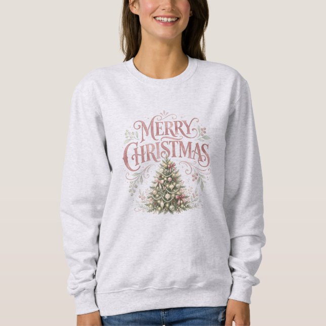 Rosa traditioneller Weihnachtsbaum | Pinkmas Sweatshirt (Vorderseite)