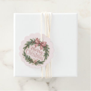 Rosa traditioneller Weihnachtskranz Pinkmas Geschenkanhänger