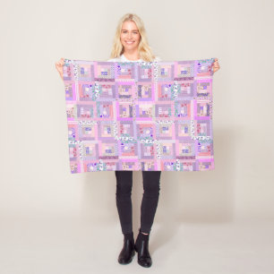 Rosa Traditionelles Patchwork Quilt Retro Baby Fleecedecke