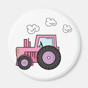 rosa Traktor Magnet