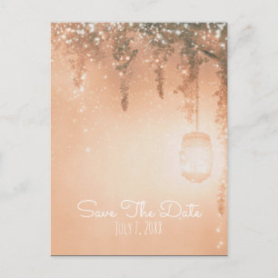 Rosa träumerischer rustikaler Wald Save the Date Ankündigungspostkarte