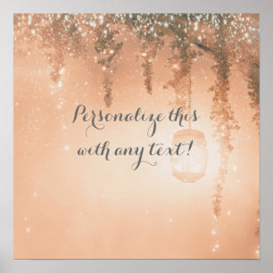 Rosa träumerisches rustikales Waldhochzeitsbanner Poster