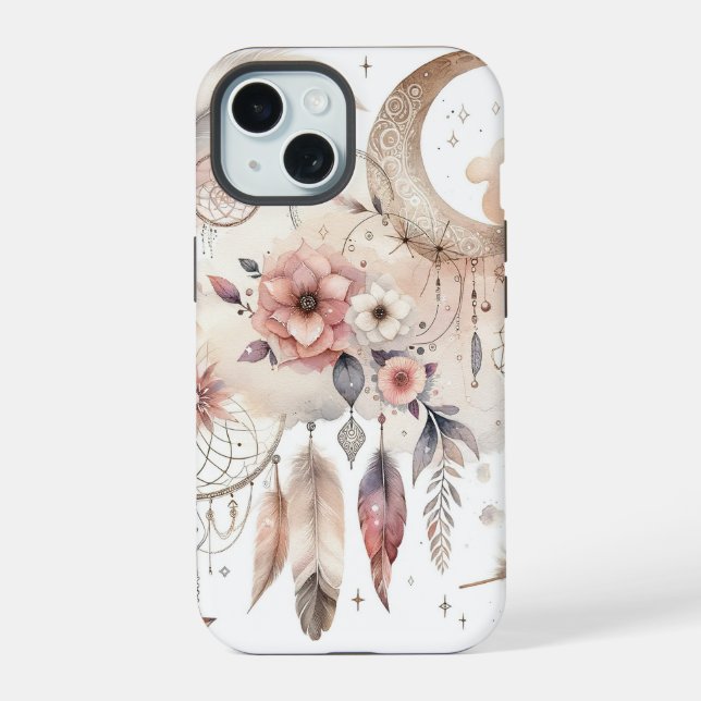 Rosa Traumfänger iPhone 15 Hülle (Rückseite)