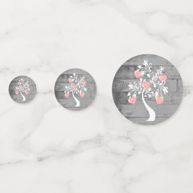 Rosa Tree of Hearts Wedding Table Confetti Konfetti (Vorderseiten)