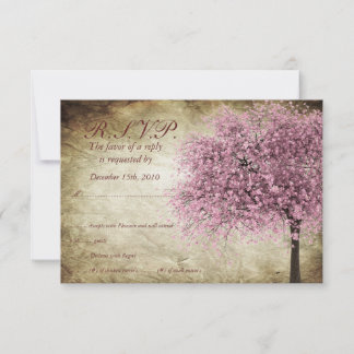 Rosa Tree Wedding RSVP Einladung