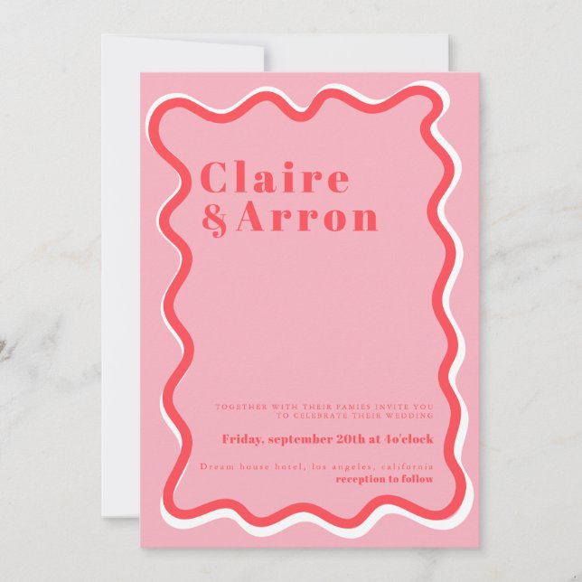 Rosa Trendy Wedding Einladung (Vorderseite)