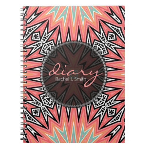 Rosa Tribal Modern Aztec Girl Diary Notebook Notizblock