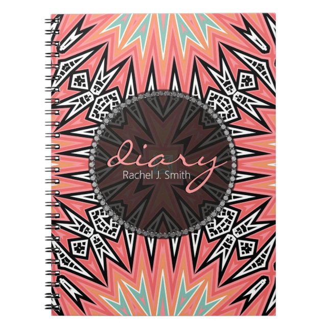 Rosa Tribal Modern Aztec Girl Diary Notebook Notizblock (Vorderseite)