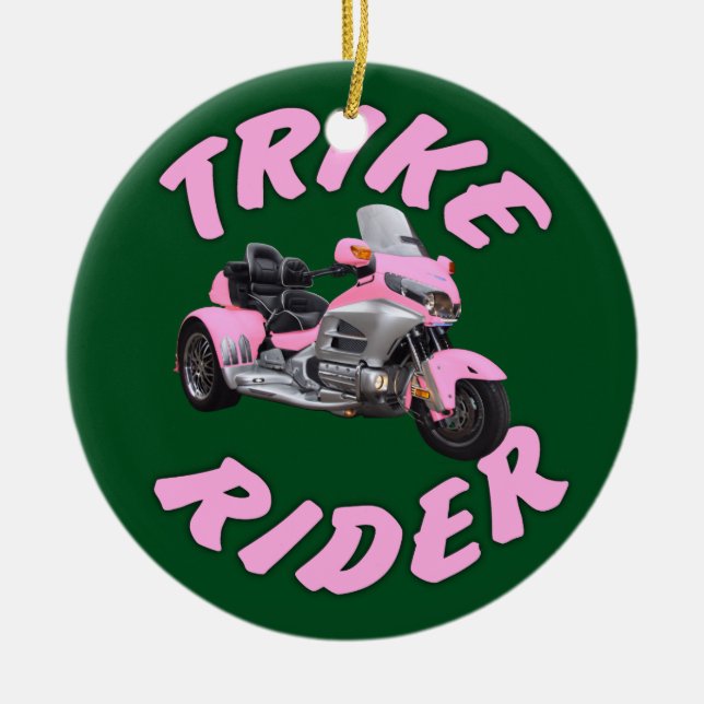 Rosa Trike Reiter Keramikornament (Vorne)