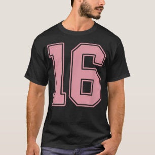 Rosa Trikot Spieleruniform Nummer 16 T-Shirt