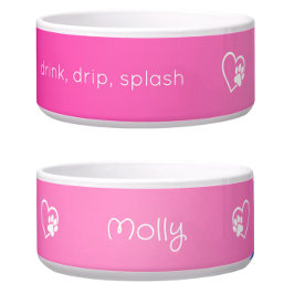 Rosa 'Trink-, Tropf-, Spritz'-Hundename-Schale Napf