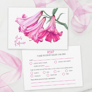 Rosa Trompetenlilie botanische Kunst Hochzeit RSVP Karte