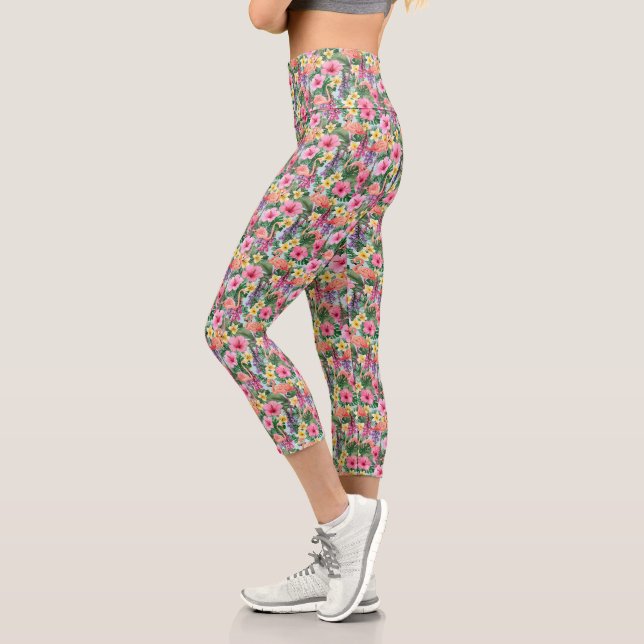Rosa Tropen Capri Leggings (Links)
