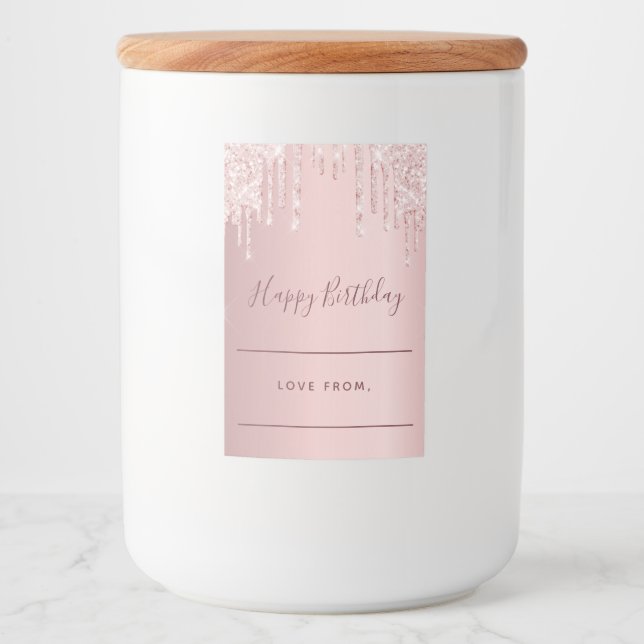 Rosa Tropfen hausgemachte Geburtstagsgeschenk Lebensmitteletikett (Vorderseite)