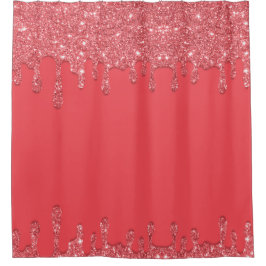 Rosa Tropfende Glitzer Duschvorhang