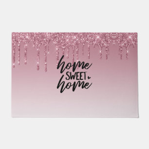 Rosa tropfender Glitter   Home Sweet Home Fußmatte