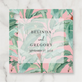 Rosa tropische Bananenpalme Blätter Hochzeit Geschenkanhänger