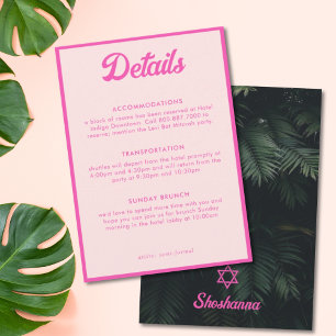 Rosa Tropische Bat Mitzvah Details Karte