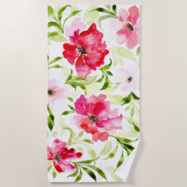 Rosa-tropische Blüte botanisch Strandtuch