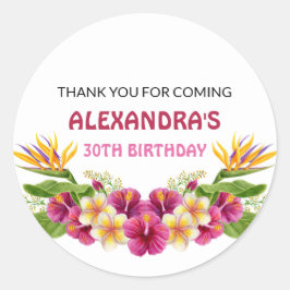 Rosa Tropische Blütenluauer Party Rundkleber Runder Aufkleber