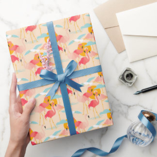 Rosa tropische Flamingos mit blütendem Wrapping Pa Geschenkpapier