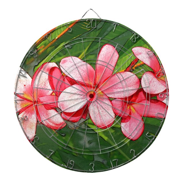 Rosa tropische Frangipani-Kunst Dartscheibe (vorne)