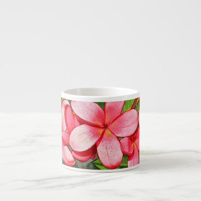 Rosa tropische Frangipani-Kunst Espressotasse (Vorderseite)