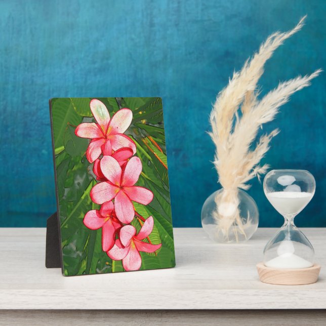 Rosa tropische Frangipani-Kunst Fotoplatte (Seite)
