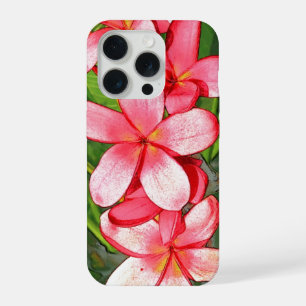 Rosa tropische Frangipani-Kunst iPhone 15 Pro Hülle