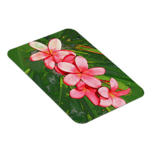 Rosa tropische Frangipani-Kunst Magnet