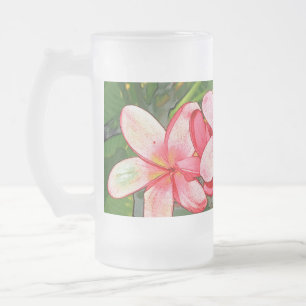 Rosa tropische Frangipani-Kunst Mattglas Bierglas