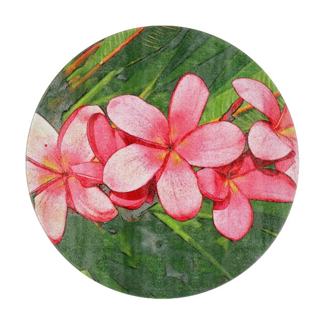 Rosa tropische Frangipani-Kunst Schneidebrett (Vorderseite)
