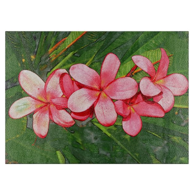 Rosa tropische Frangipani-Kunst Schneidebrett (Vorderseite)