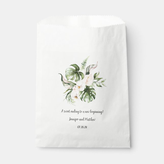 Rosa tropische Gastgeschenk Hochzeit Geschenktütchen (Vorderseite)