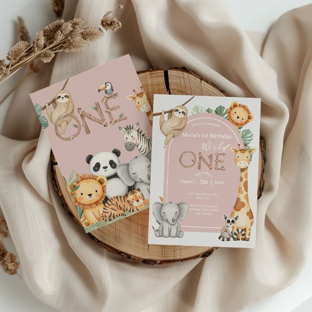 Rosa tropische Wildtiere Einladung (Von Creator hochgeladen)