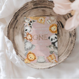 Rosa tropische Wildtiere Einladung