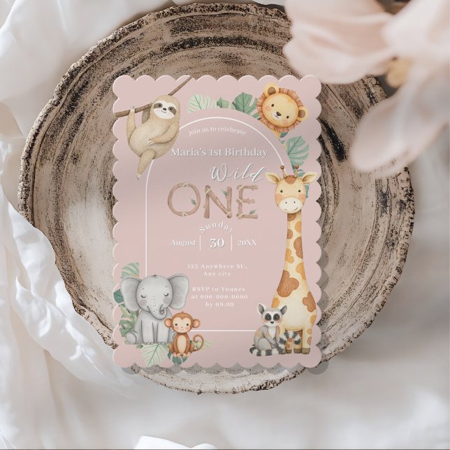 Rosa tropische Wildtiere Einladung (Von Creator hochgeladen)