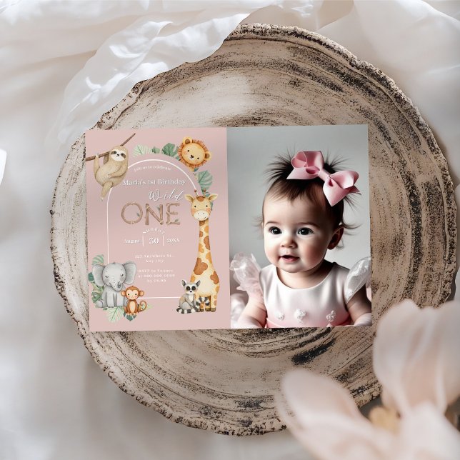 Rosa tropische Wildtiere Einladung (Von Creator hochgeladen)