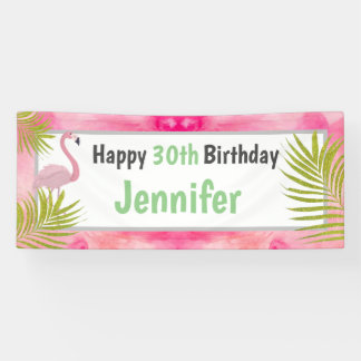 Rosa tropischer Flamingo-alles Gute zum Geburtstag Banner