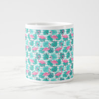 Rosa tropischer Flamingo-Palm-Paradies-Kaffeebeche