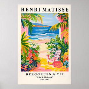 Rosa tropischer Stranddruck im Stil von Matisse, K Poster