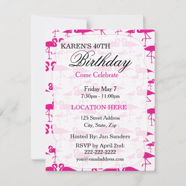 Rosa Tropisches Flamingo Geburtstagsparty Einladun Einladung (Vorderseite)