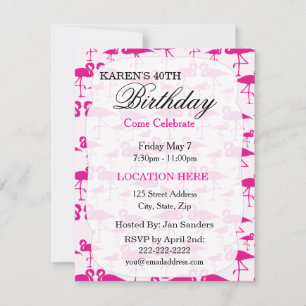 Rosa Tropisches Flamingo Geburtstagsparty Einladun Einladung
