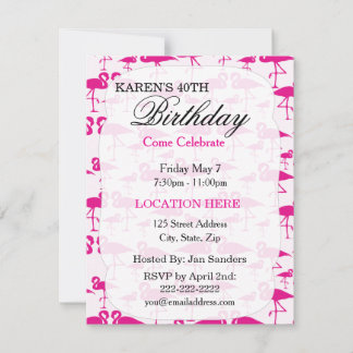 Rosa Tropisches Flamingo Geburtstagsparty Einladun Einladung