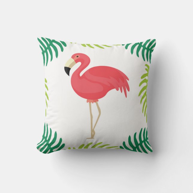 Rosa tropisches Flamingo-Wurfs-Kissen Kissen (Vorderseite)