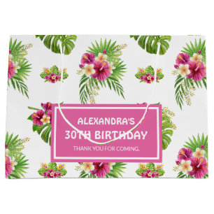 Rosa tropisches florales Luau-Party-Geburtstag Große Geschenktüte