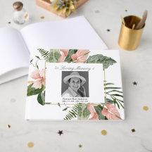 Rosa tropisches Foto Gästebuch für Trauerfeier und