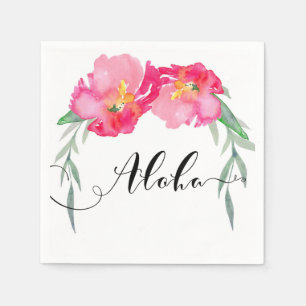 Rosa Tropisches Grünes Blatt Rebe Floral Aloha Par Serviette
