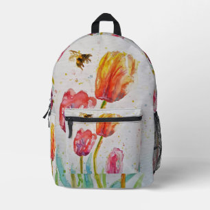 Rosa Tulip Tulips Wasserfarben Girls Rucksack