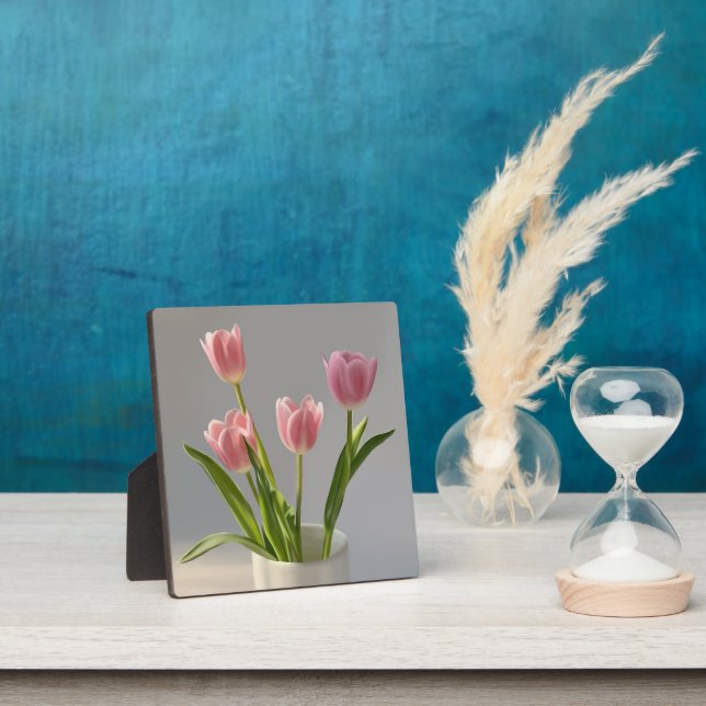 Rosa Tulip Vase Realismus Gemälde Fotoplatte (InSitu)
